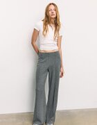 Stradivarius Pantaloni Cu Nervură Și Textură Fină Gri Închis M