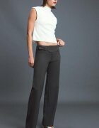 Stradivarius Pantaloni Drepți Cu Cataramă Gri 44