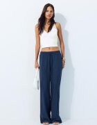Stradivarius Pantaloni Drepți Cu Efect De In Albastru Închis M