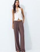 Stradivarius Pantaloni Drepți Cu Efect De In Albastru Marin Xl