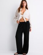 Stradivarius Pantaloni Drepți Cu Efect De In Negru S