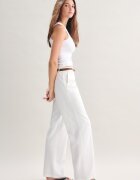 Stradivarius Pantaloni Drepți Cu Efect In Și Cordon Ecru 38