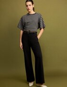 Stradivarius Pantaloni Drepți Eleganți Cu Cordon Negru 34