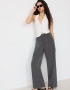 Stradivarius Pantaloni Drepți Eleganți Gri Închis 42