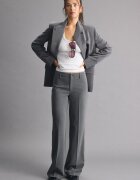 Stradivarius Pantaloni Drepți Slim Gri Marengo 42