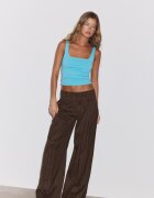 Stradivarius Pantaloni Eleganți Cu Talie În Dungi Maro 40