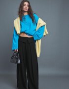 Stradivarius Pantaloni Eleganți Cu Talie Răsfrântă Negru 40