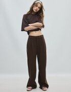 Stradivarius Pantaloni Eleganți Cu Textură Fină Albastru 40