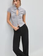 Stradivarius Pantaloni Eleganți Drepți Slim Negru 44