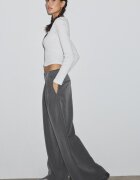 Stradivarius Pantaloni Eleganți Largi Cu Pense Alb Unt 38