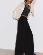 Stradivarius Pantaloni Eleganți Largi Cu Pinse Negru 38