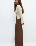 Stradivarius Pantaloni Eleganți Wide Cu Nasturi Reglabili Maro 34