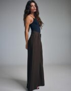 Stradivarius Pantaloni Eleganți Wide Cu Nasturi Reglabili Maro 42