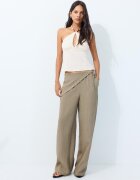 Stradivarius Pantaloni Fluizi Cu Eșarfă Albastru Lavandă M