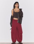 Stradivarius Pantaloni Jogger Balloon Fit Cu Stoppers Roșu Închis M