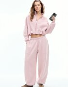 Stradivarius Pantaloni Jogger Barrel Din Felpa Cu Opritoare Roz S