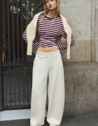 Stradivarius Pantaloni Jogger Barrel Largi Vanilie L