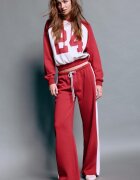 Stradivarius Pantaloni Jogger Drepți Cu Bandă Laterală Roșu L