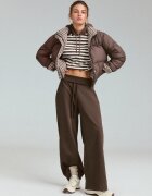 Stradivarius Pantaloni Jogger Drepți Cu Betelie Întoarsă Maro L