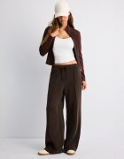 Stradivarius Pantaloni Jogger Largi Cu Nervură Și Textură Moale Maro L