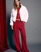 Stradivarius Pantaloni Jogger Palazzo Cu Tușeu Moale Roșu Xs