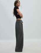 Stradivarius Pantaloni Largi Cu Betelie Întoarsă Gri Marengo 32