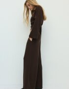 Stradivarius Pantaloni Largi Cu Pense Moale La Atingere Albastru Marin Xl