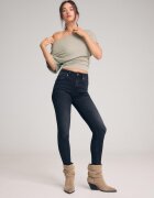 Stradivarius Pantaloni Scurți Basic Din Denim Cu Visoki Struk Efect Prespălat Negru Descleiat 38