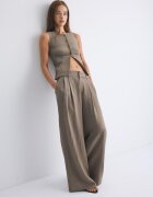 Stradivarius Pantaloni Super Largi Ajustabili Rustic Maro 34