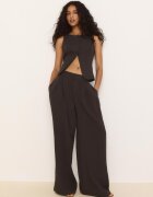 Stradivarius Pantaloni Super Wide Ajustabili Stil Rustic Maro 32
