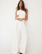 Stradivarius Pantaloni Wide Reglabili Aspect Rustic Ecru 42