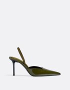 Stradivarius Pantofi Cu Toc Cu Aspect De Lac Kaki 41