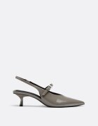 Stradivarius Pantofi Cu Toc Cu Efect De Lac Gri 38