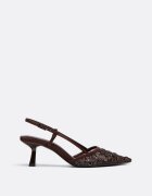 Stradivarius Pantofi Cu Toc Din Plasă Cu Pietricele Maro 36