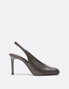 Stradivarius Pantofi Cu Toc Slingback Peep Toe Gri 41