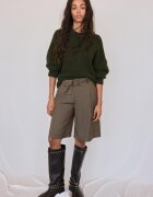 Stradivarius Pulover Basic Din Tricot Fin La Atingere Kaki Xs