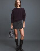 Stradivarius Pulover Basic Din Tricot Fin La Atingere Vânăt L