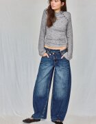 Stradivarius Pulover Cu Guler Înalt Și Nasturi Gri Melanj L