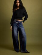 Stradivarius Pulover Din Tricot Asimetric Cu Tiv Din Rib Negru Xl