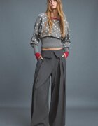Stradivarius Pulover Din Tricot Asimetric Cu Tiv Rib Gri Marengo Xs