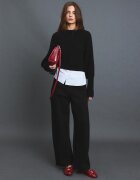 Stradivarius Pulover Din Tricot Bimaterial Cu Mânecă Liliac Negru Xs