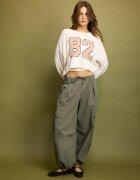 Stradivarius Pulover Din Tricot Cropped Cu Număr Vanilie M