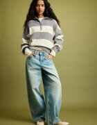 Stradivarius Pulover Din Tricot Cu Fermoar Gri Închis L