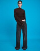 Stradivarius Pulover Din Tricot Cu Fundă La Mâneci Albastru L