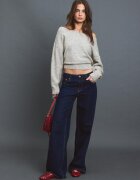 Stradivarius Pulover Din Tricot Cu Guler Bărcuță Gris Amestec S