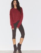 Stradivarius Pulover Din Tricot Cu Guler Rotund Roșu Închis Xs