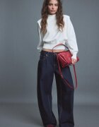 Stradivarius Pulover Din Tricot Cu Pernițe Pentru Umeri Ecru L