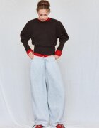 Stradivarius Pulover Din Tricot Cu Textură Moale Și Mâneci Bufante Maro L