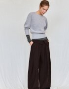 Stradivarius Pulover Din Tricot Foarte Moale Cu Mâneci Bufante Gri Melanj M