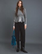 Stradivarius Pulover Din Tricot Peplum Gri Închis Xs